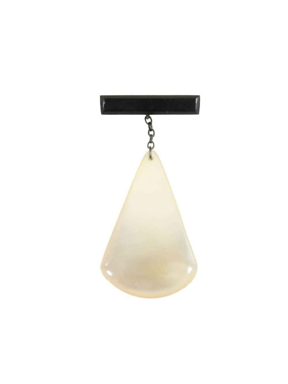 Vintage Brown Bar & Pearlized Lucite Teardrop Drop Dangle Brooch Unsigned